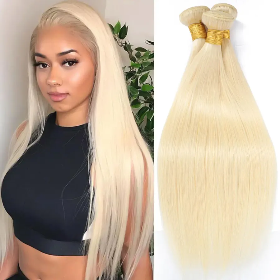 Blonde Human Hair 3 Bundles Brazilian Straight Hair Bundle