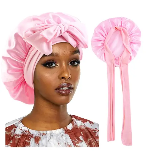New Satin Sleeping Cap Solid Wide Band Stretch Head Tie Silky