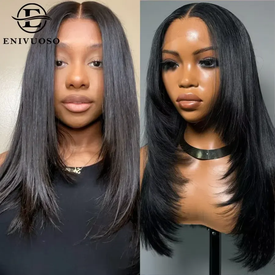 Layered Cut Straight Lace Wigs Preplucked Wear Go Glueless
