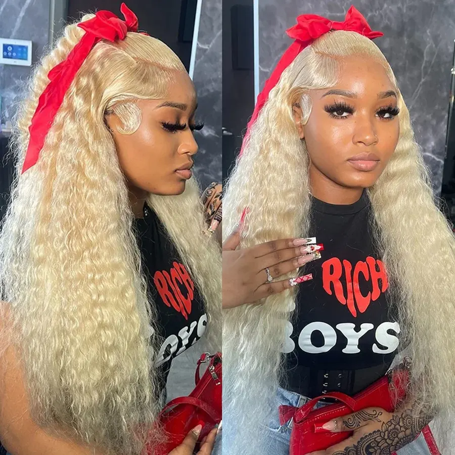 Deep Wave 13x4 13x6 Lace Front Human Hair Wig Preplucked 613