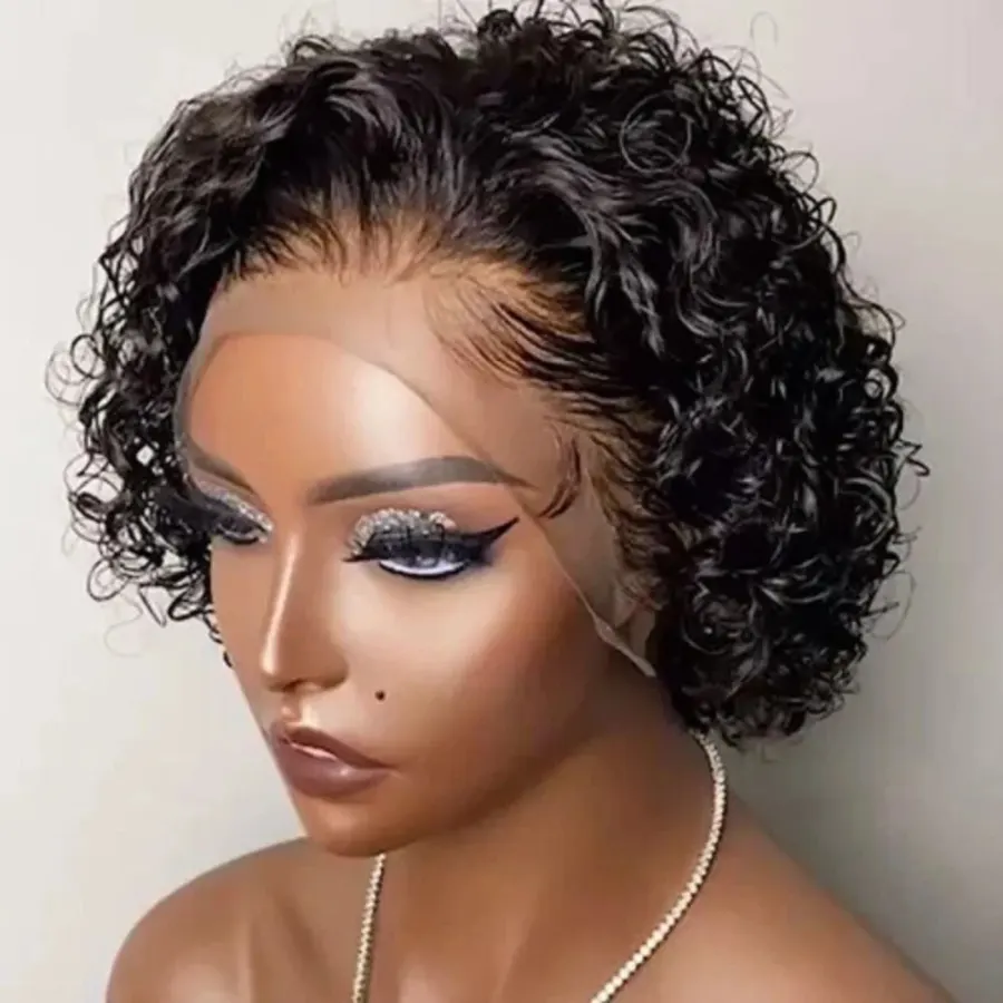 Short Pixie Cut Wigs 13x1 Lace Curly Pixie Human Hair Wigs