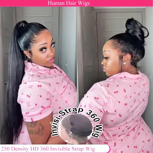 Invisible Strap HD 360 Full Lace Wig Human Hair 250 Density