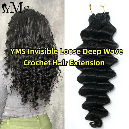 Loose Deep Wave Feather Crochet Human Hair YMSHAIR Loose Deep