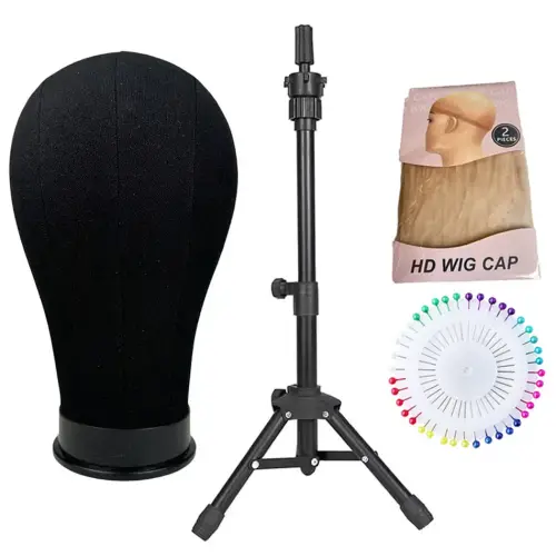 Soft Canvas Wig Head With Tripod Stand 22' Training Mannequin