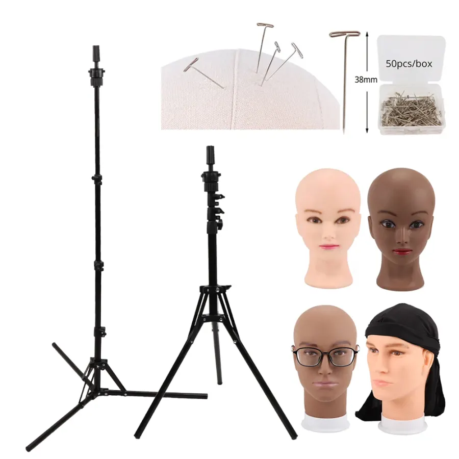 Nunify Black Wig Head Stand Tripod Canvas Head Foldable