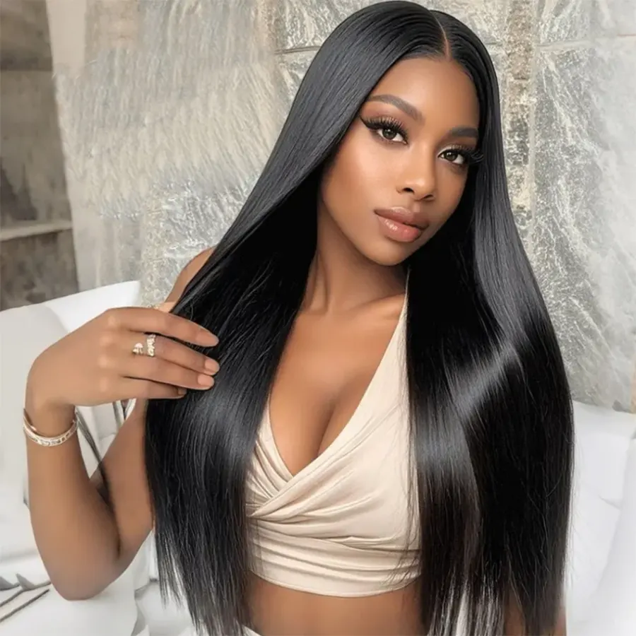 Glueless Wig Human Hair Ready to Wear Bone Straight Human