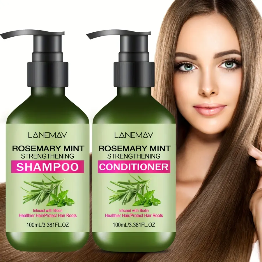 2PCS Rosemary Mint Strengthening Shampoo and Conditioner Set