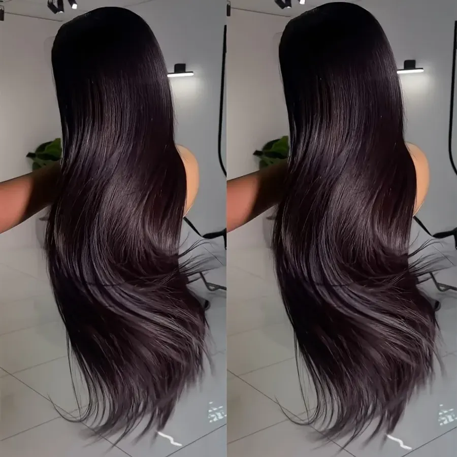 Glueless Human Hair Wig HD Straight 13*5 Black Elegant Style