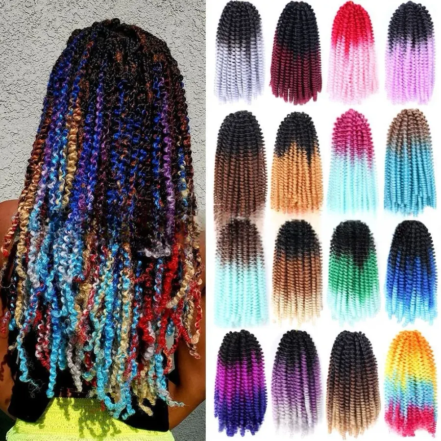 Spring Twist Synthetic Crochet Braiding Hair 8 Inch Afro