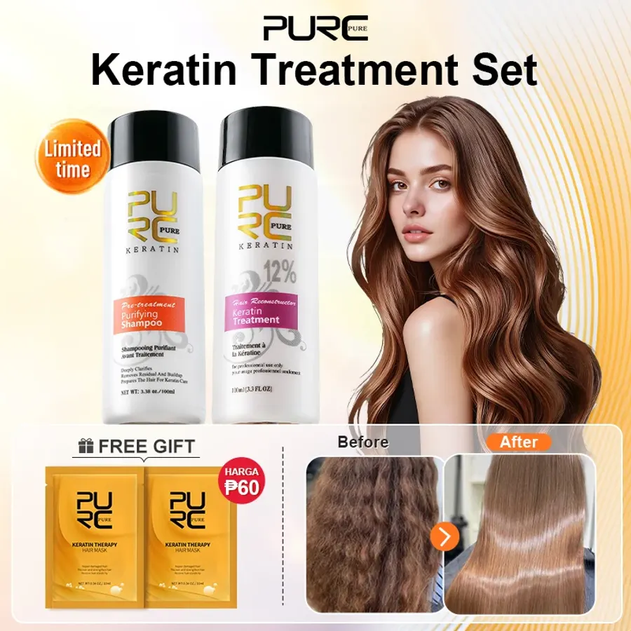 PURC Brazilian Keratin Purifying Shampoo Set Smoothing