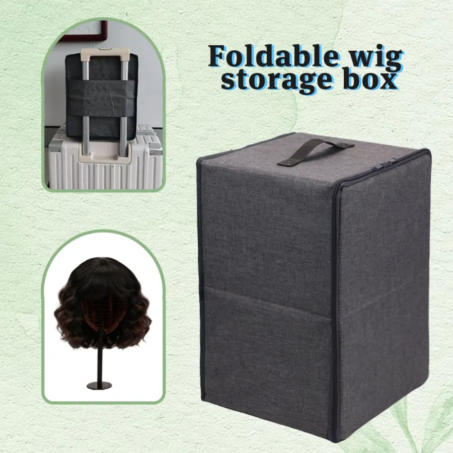 Luxury Wig Packaging Box Foldable Wig Storage Box With Top Handle