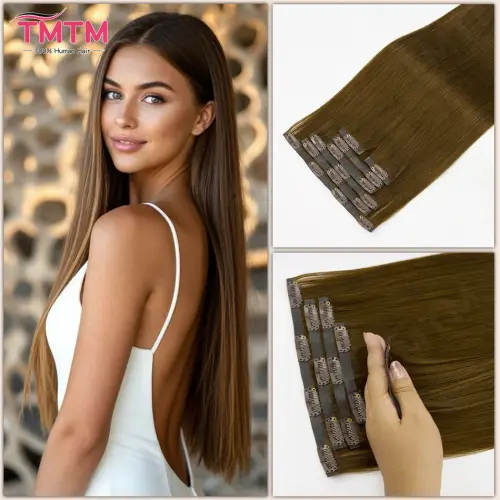 Seamless Pu Clip In Hair Extensions Human Hair 7Pcs Invisible